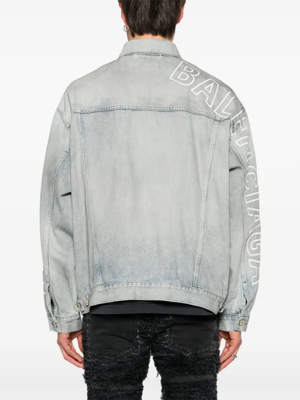 Balenciaga logo embroidered Denim Jacket Blue