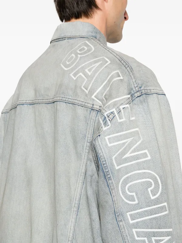 Balenciaga logo-embroidered Denim Jacket - Farfetch