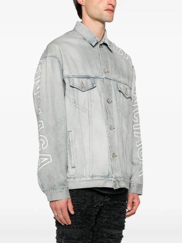 Balenciaga logo-embroidered Denim Jacket - Farfetch