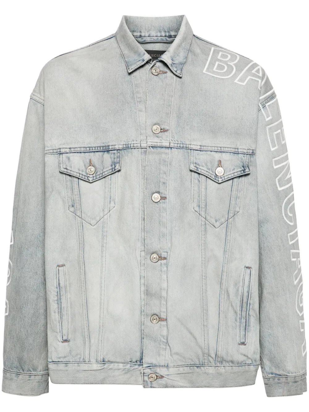 Balenciaga Jeansjacke mit Stickerei - Blau