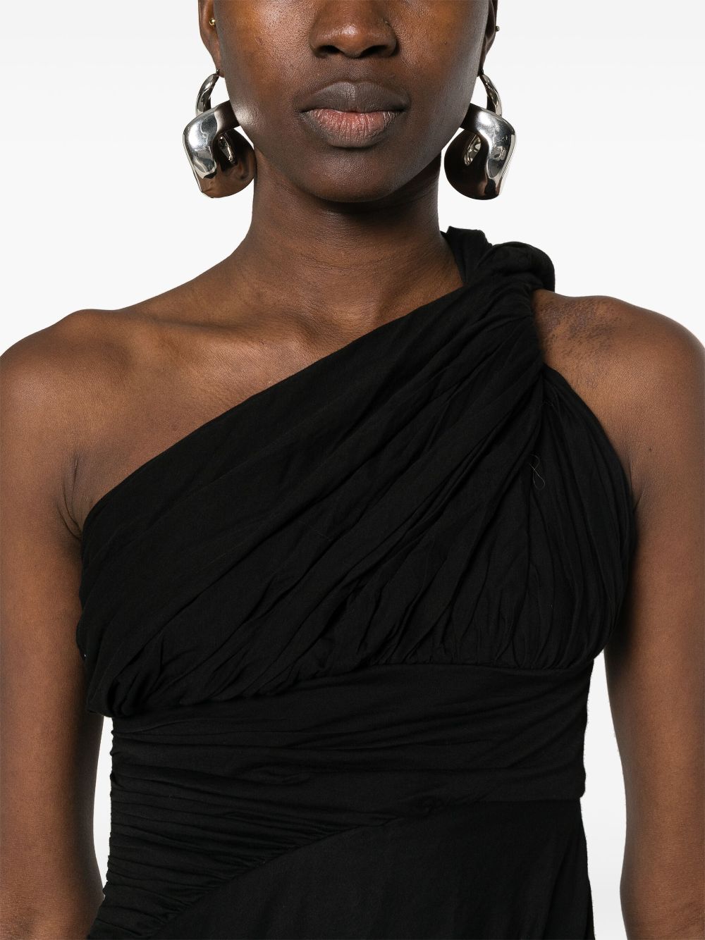 Shop Rick Owens Draped One-shoulder Maxi Dress In Black