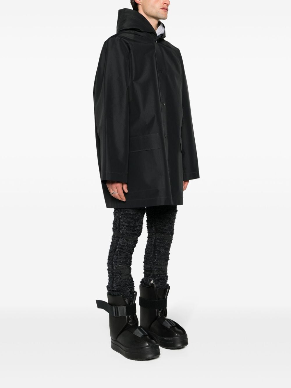 Shop Balenciaga Raglan-sleeve Hooded Raincoat In Black