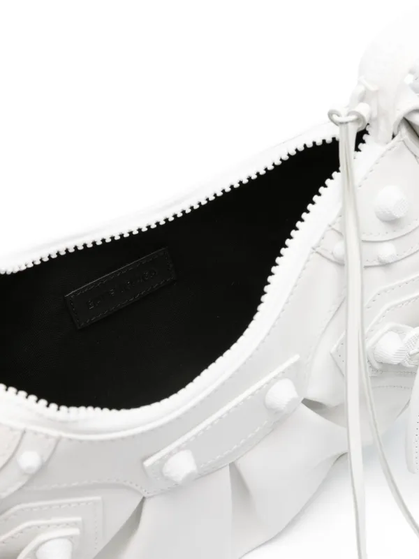 Balenciaga Small Le Cagole Leather Shoulder Bag | White