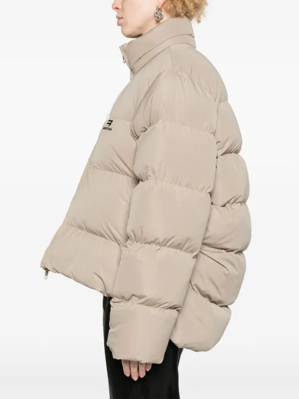 Balenciaga logo embroidered Puffer Jacket Neutrals FARFETCH AO