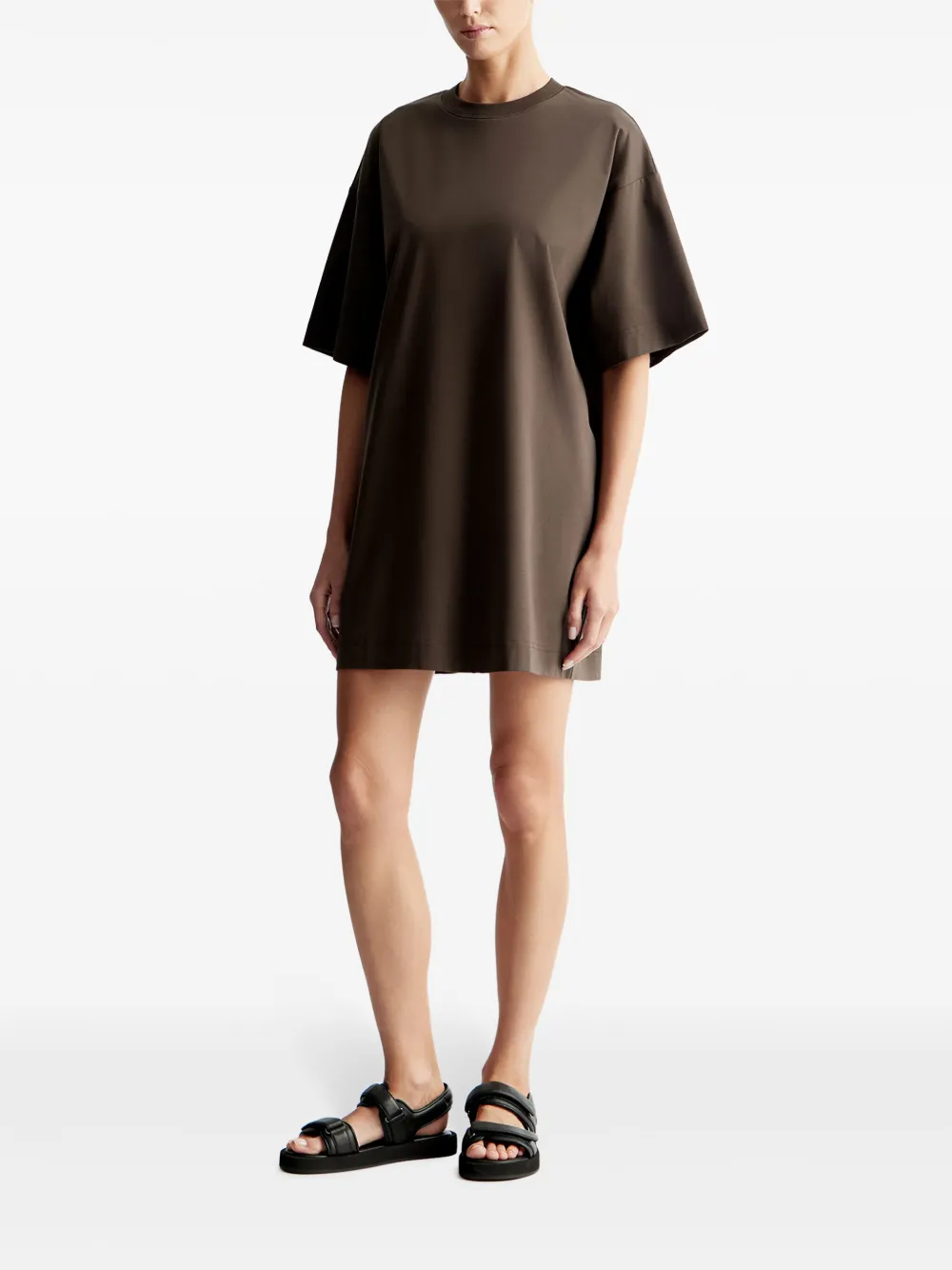 12 Storeez Mercurised-cotton T-shirt Dress In Brown