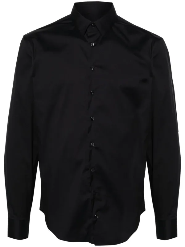 Giorgio Armani Classic-collar Poplin Shirt in Blue