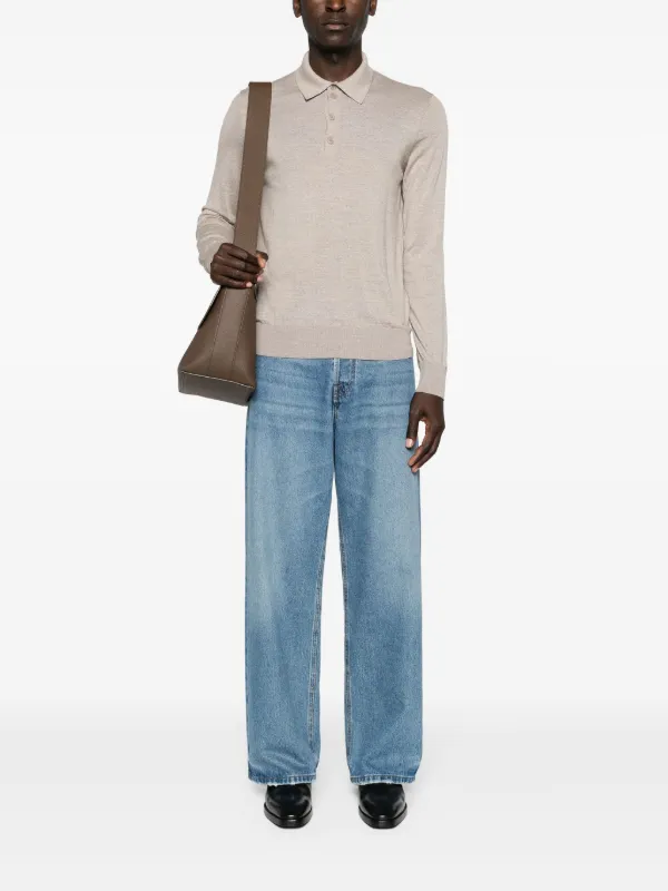 Giorgio Armani long-sleeve Wool Polo Shirt | Neutrals | FARFETCH AO