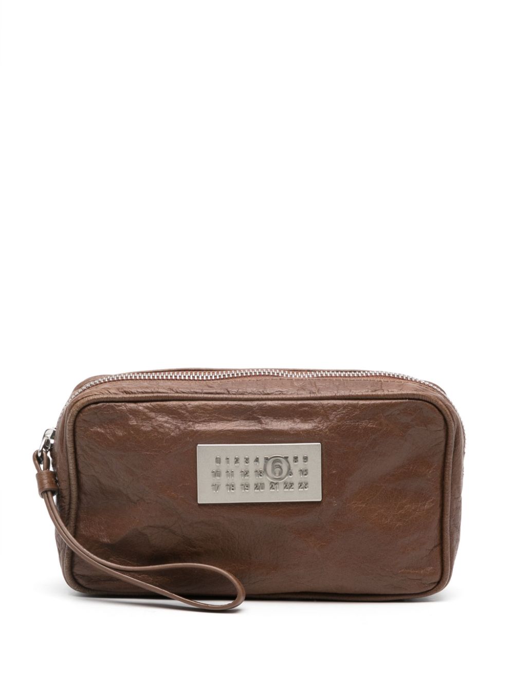 Mm6 Maison Margiela Numeric Leather Clutch Bag In Brown