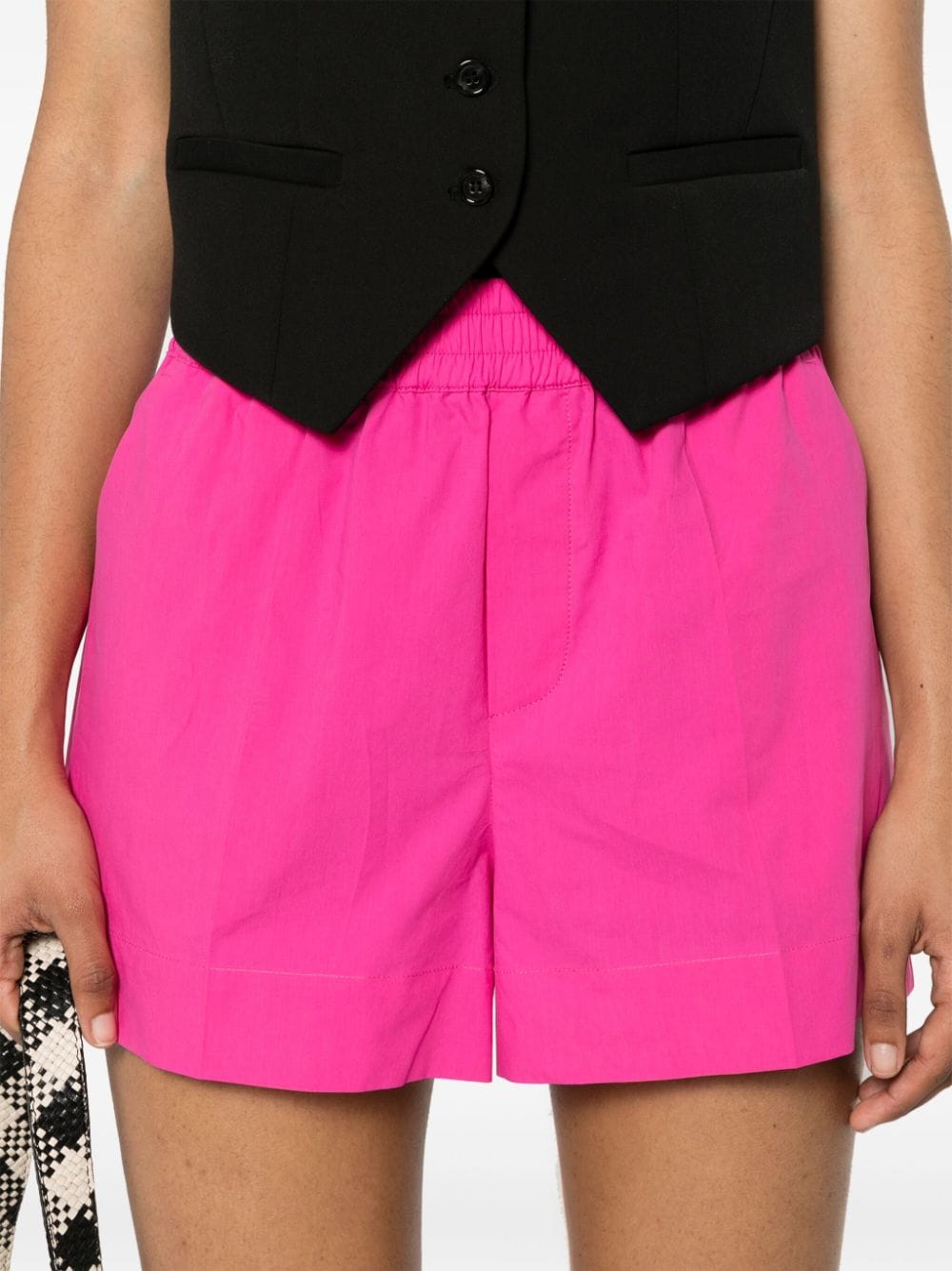 Shop P.a.r.o.s.h Elasticated-waist Cotton Shorts In Pink