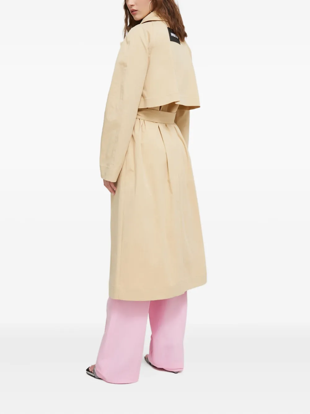 Hugo Boss Belted Buttonup Trench Coat In Neutral