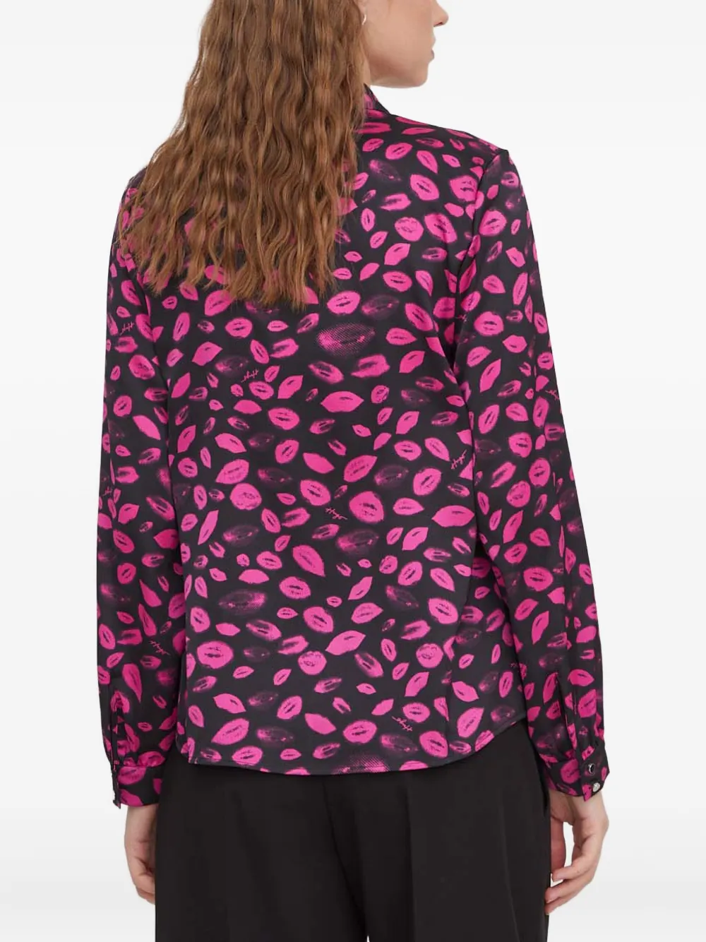 Hugo Boss Tied Lips-print Blouse In Pink