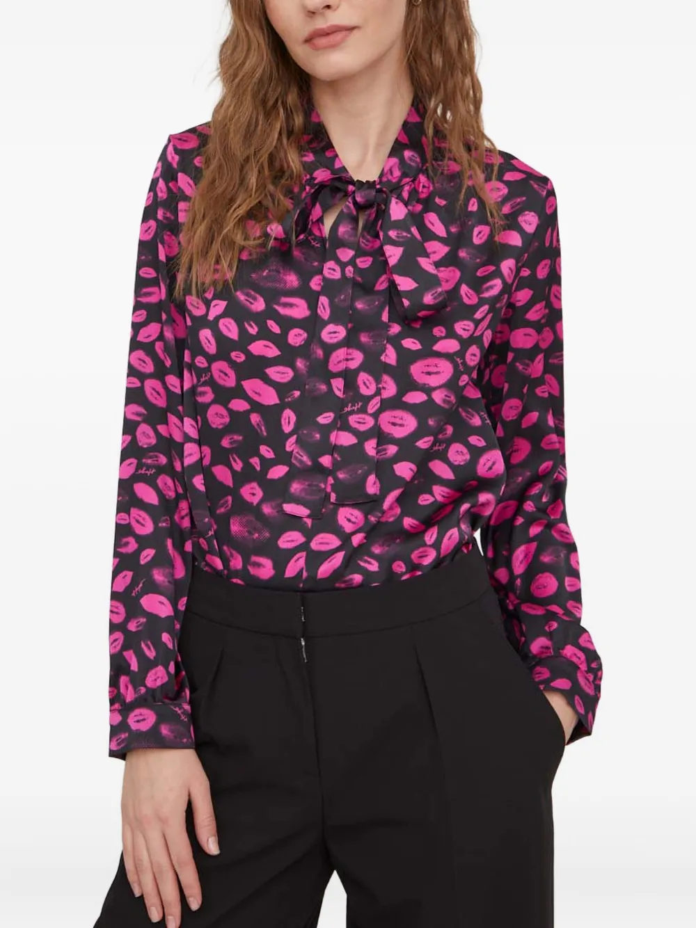 HUGO blusa con labios estampados | negro | Image 1