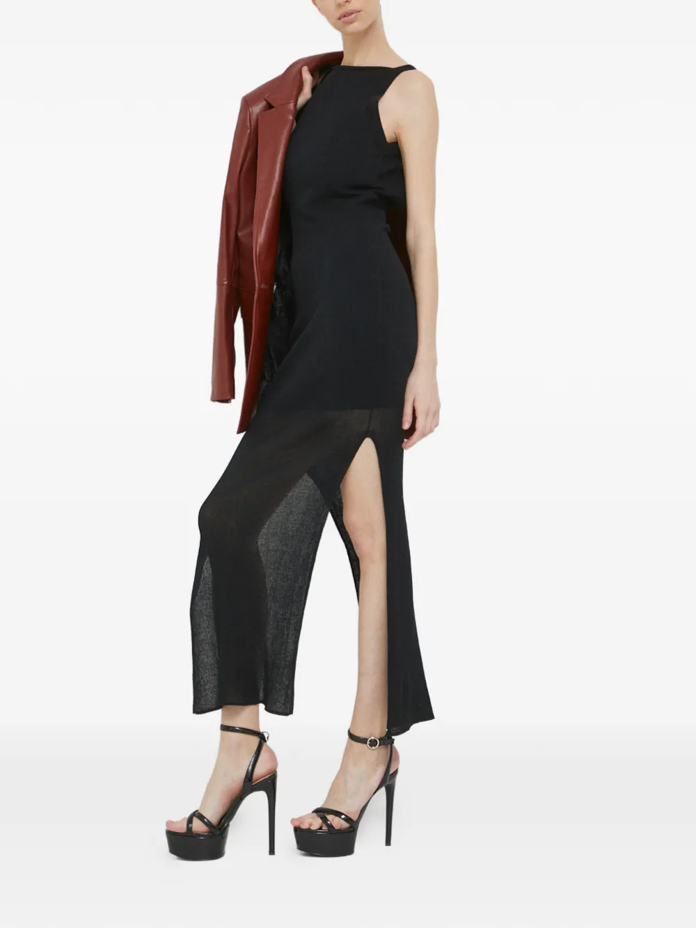 HUGO backless side-slit maxi dress | Black | Image 1