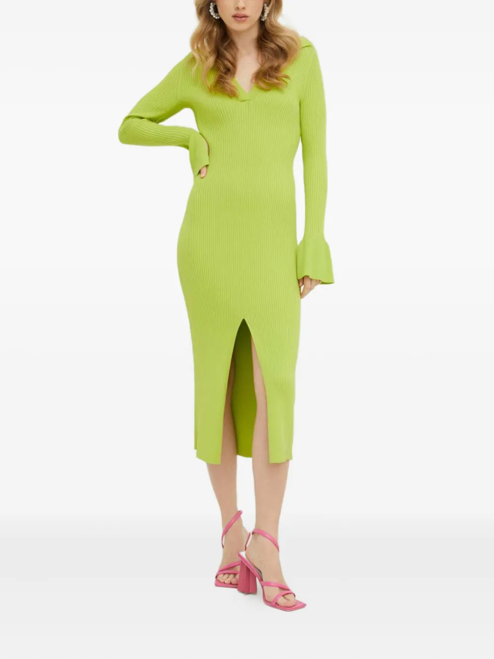 HUGO Midi-jurk met split - Groen