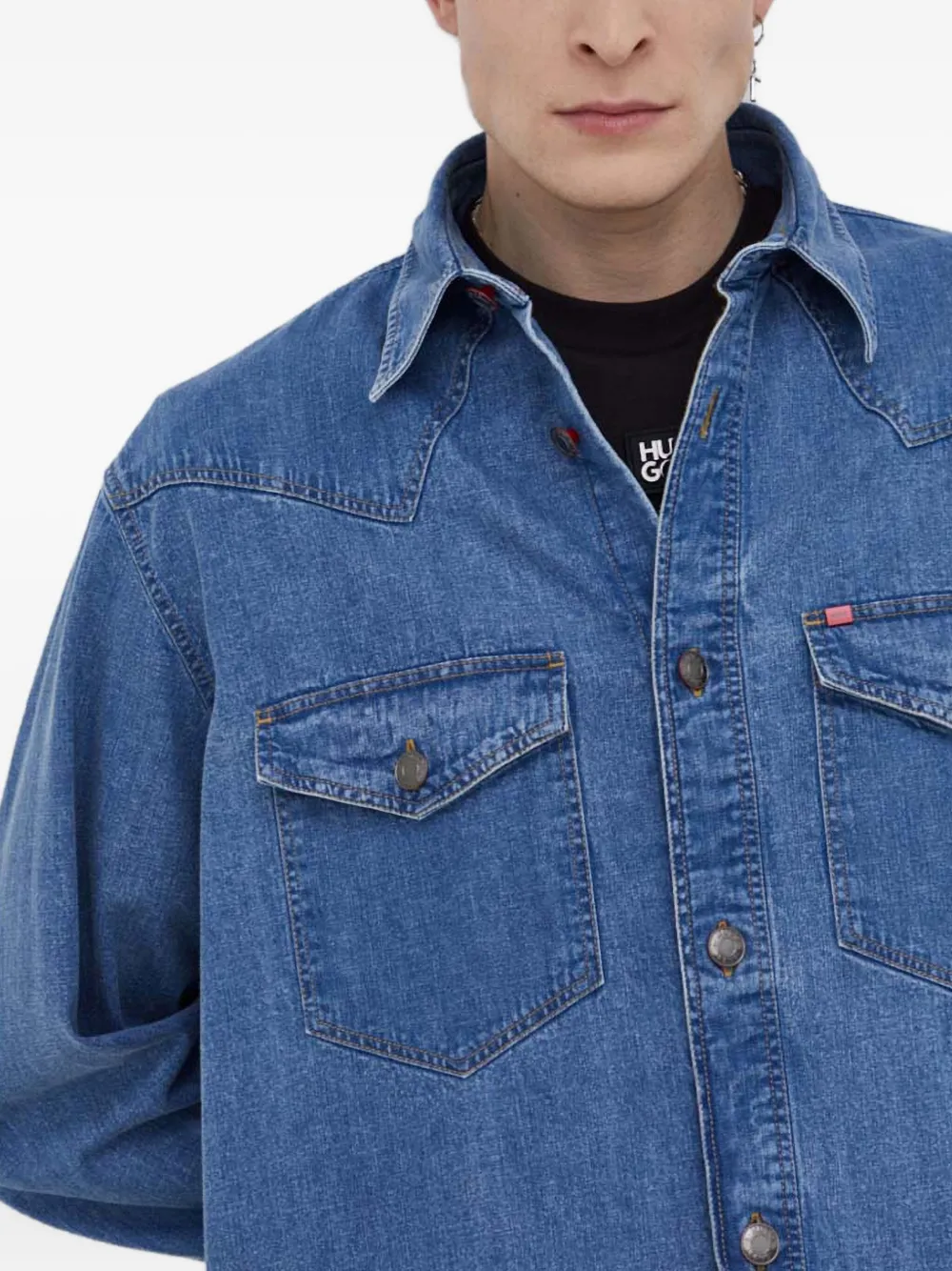 HUGO Overhemd met opgestikte zak Blauw