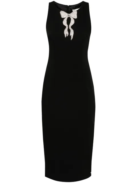 NISSA bow-detail crepe midi dress