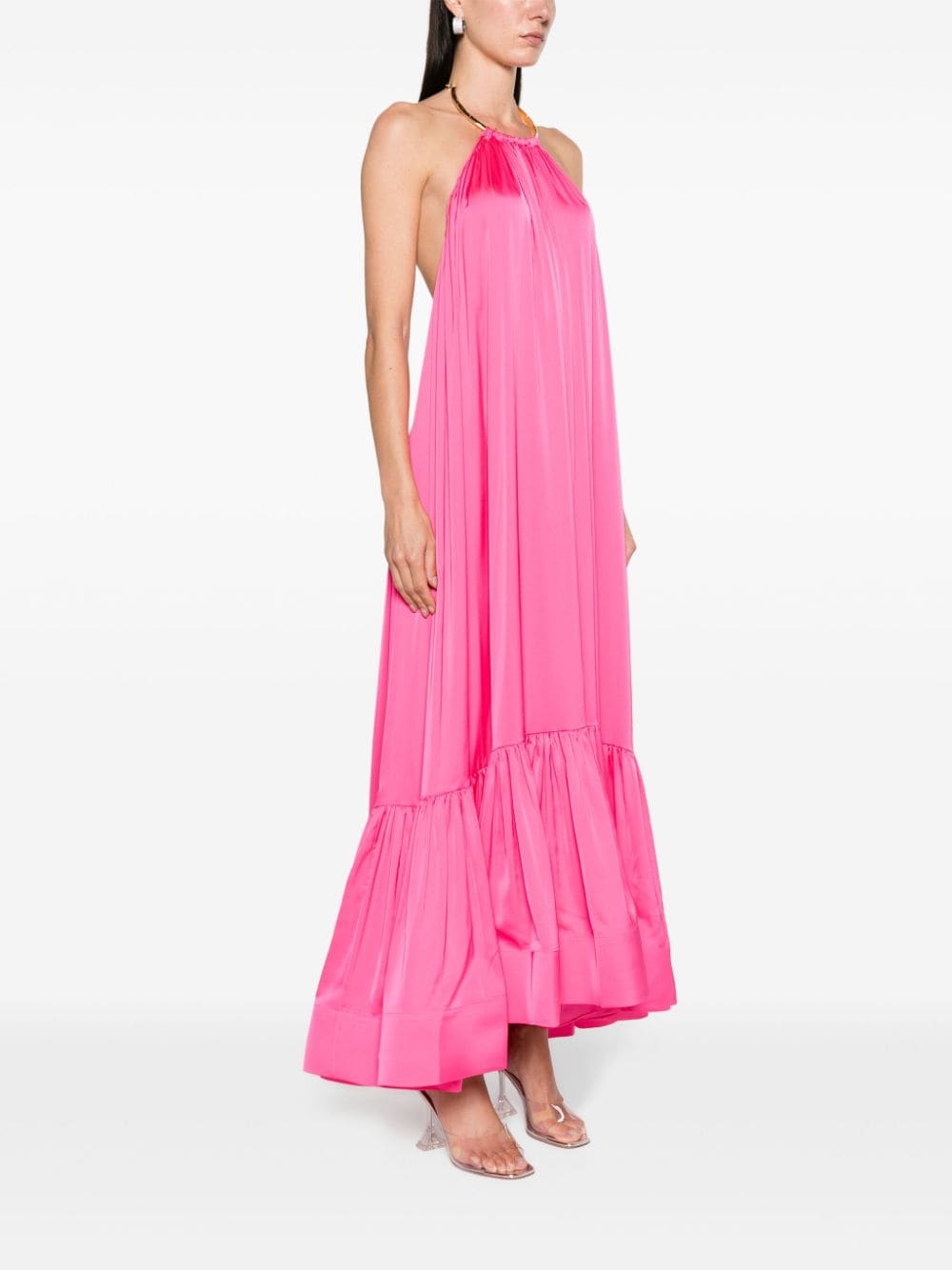 Shop Nissa Open-back Maxi Dress In Pink