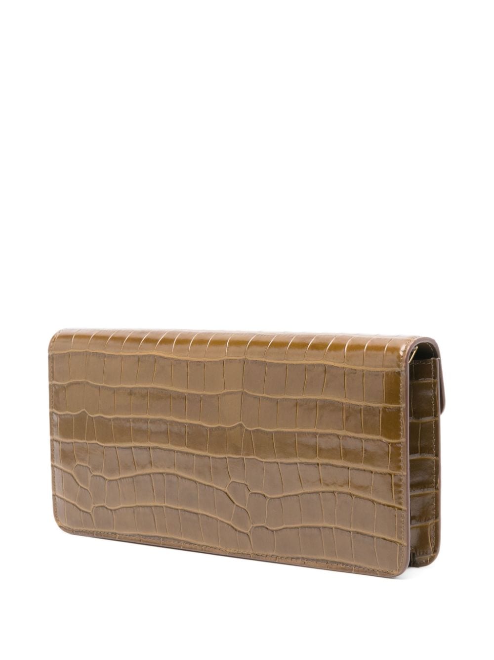 Shop Tom Ford Whitney Crocodile-embossed Clutch Bag In Green