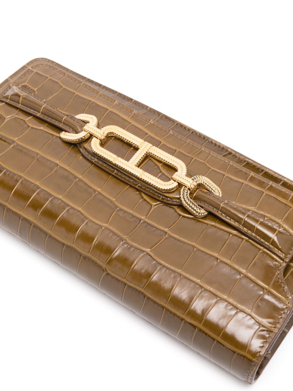Shop Tom Ford Whitney Crocodile-embossed Clutch Bag In Green