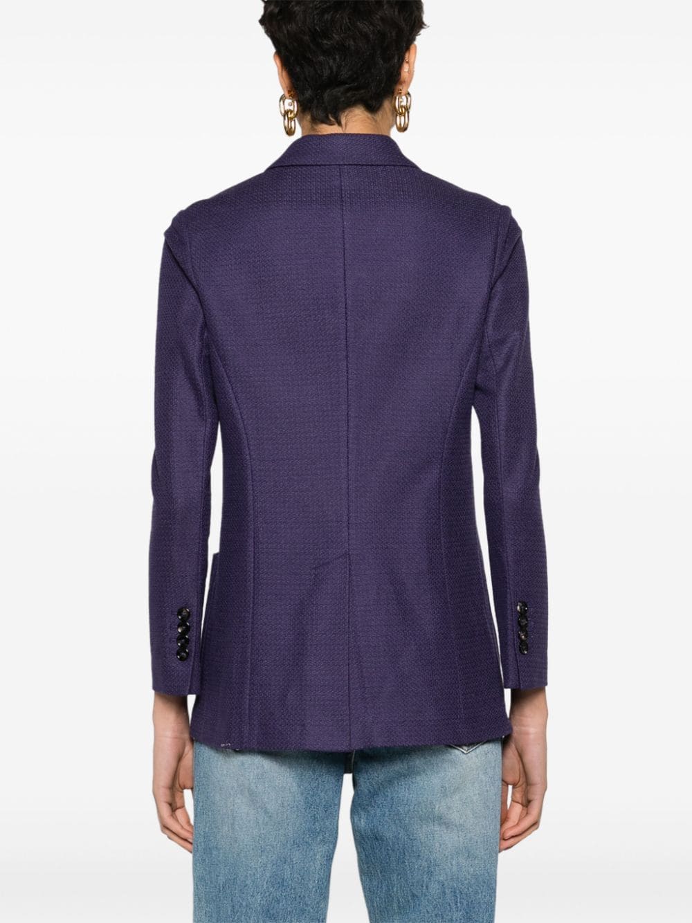 Shop Circolo 1901 Double-breasted Knitted Blazer In Purple