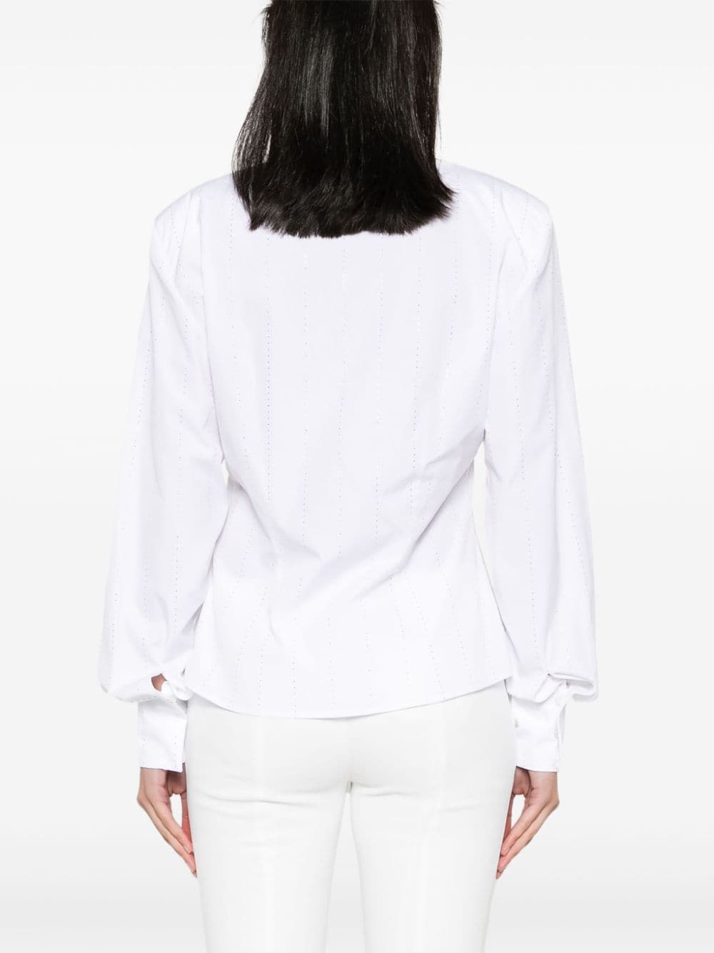 Shop Rowen Rose Crystal-embellished Cotton Shirt In White
