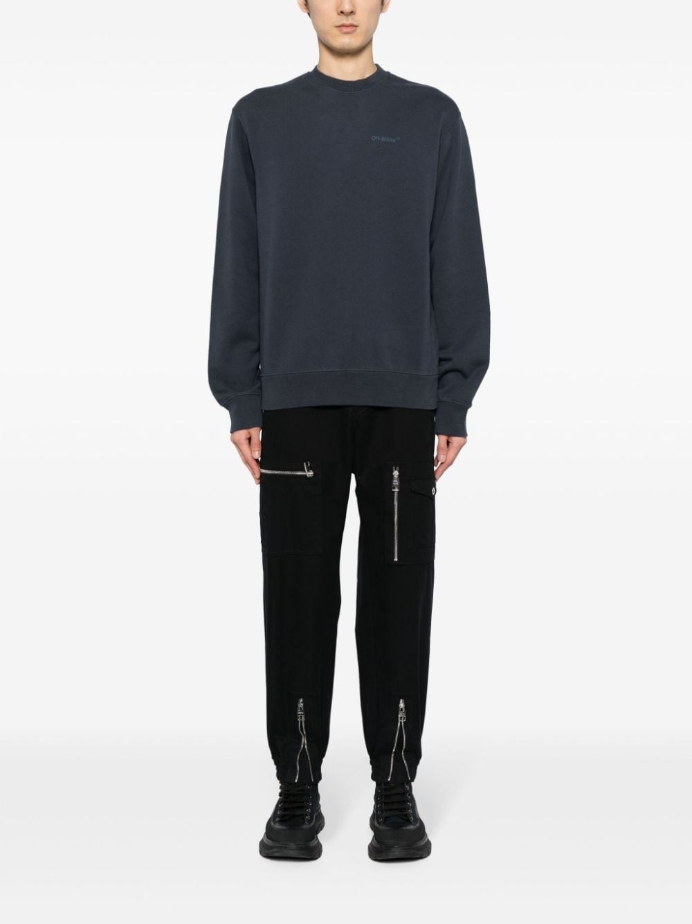 Shop Off-white Diag Tab Crew-neck Sweatshirt In Blue