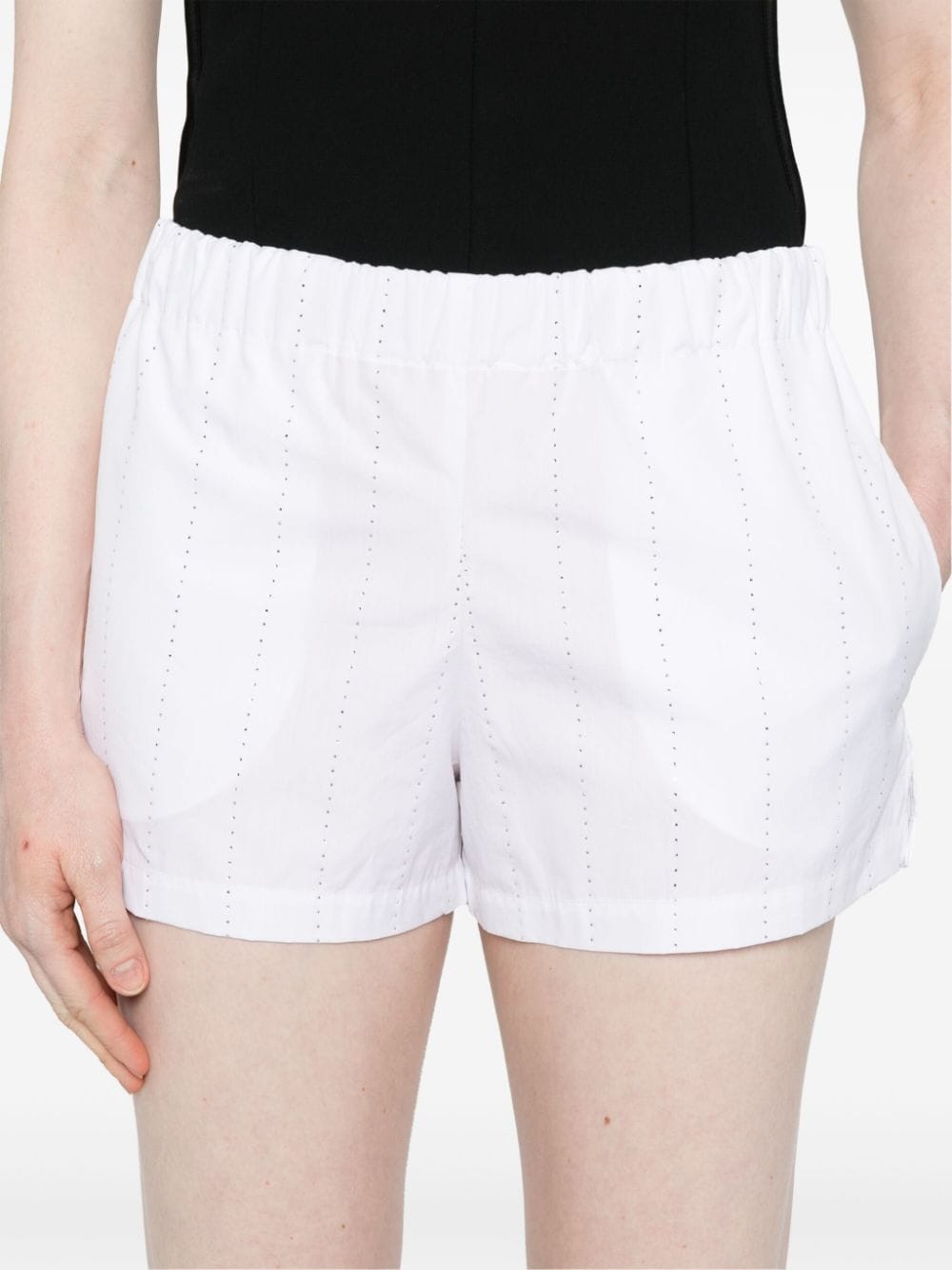 Shop Rowen Rose Rhinestone-embellished Cotton Short In White