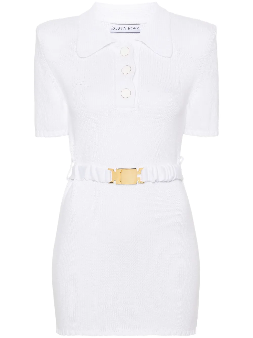 Rowen Rose fisherman's-knit cotton mini dress - Bianco