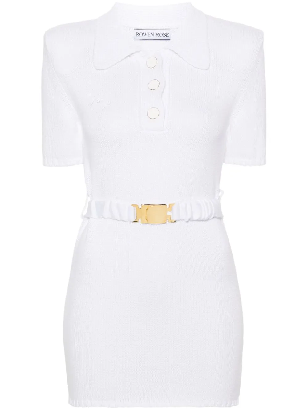 Rowen Rose Fisherman's-knit Cotton Mini Dress In White