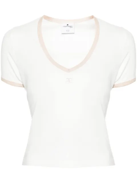 Courrèges logo-embroidered cotton T-shirt