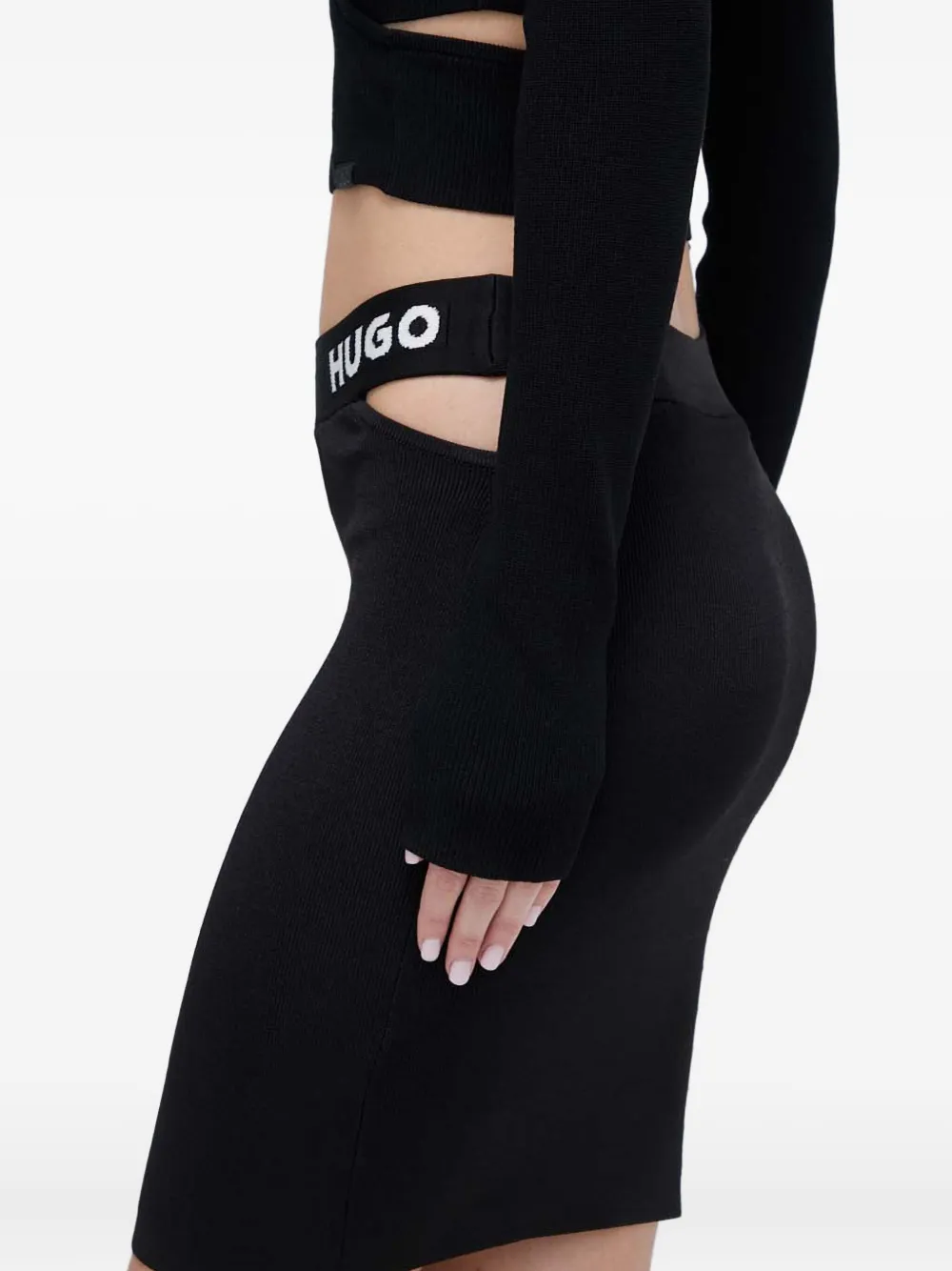 Hugo Boss Logo Cut-out Mini Skirt In Black