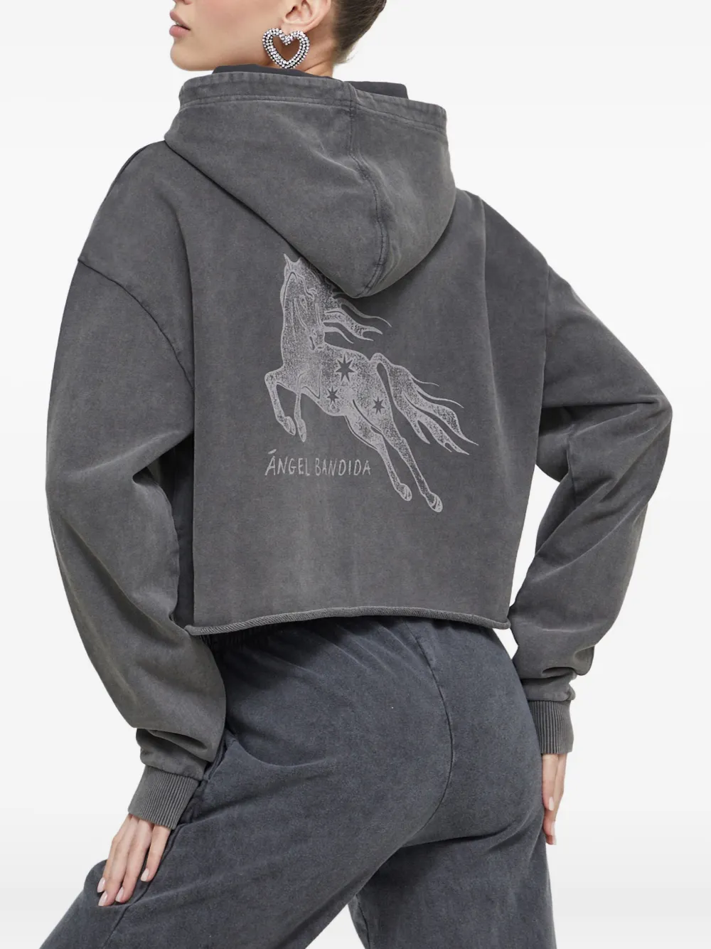 HUGO Hoodie met gerafelde rand - Grijs