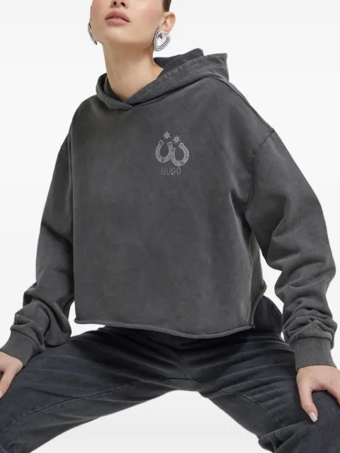 HUGO hoodie con bordes sin rematar