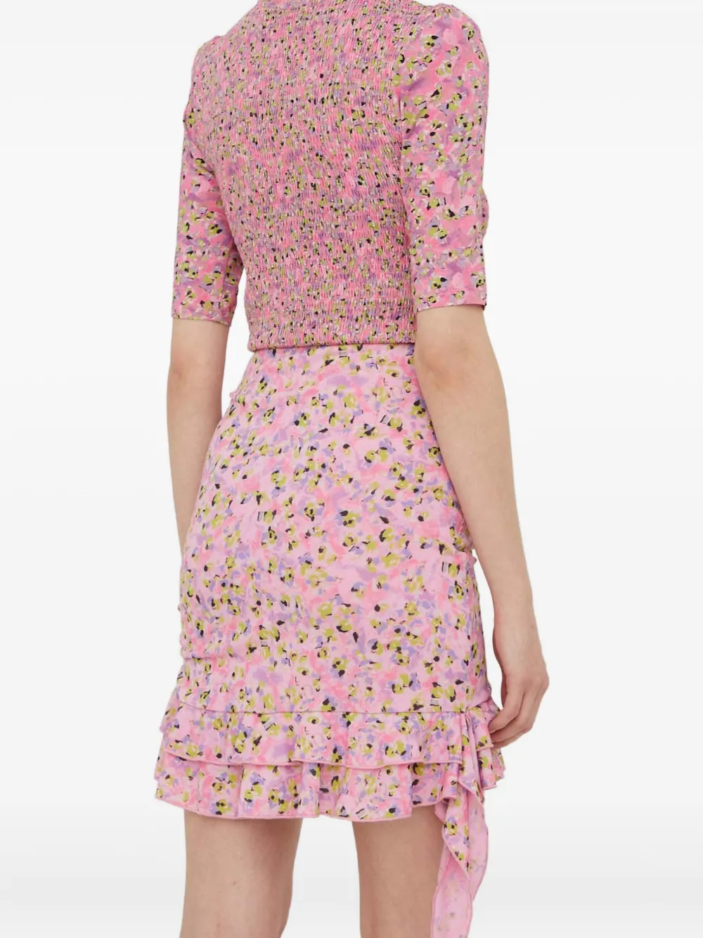 HUGO Mini-rok met ruches en bloemenprint - Roze