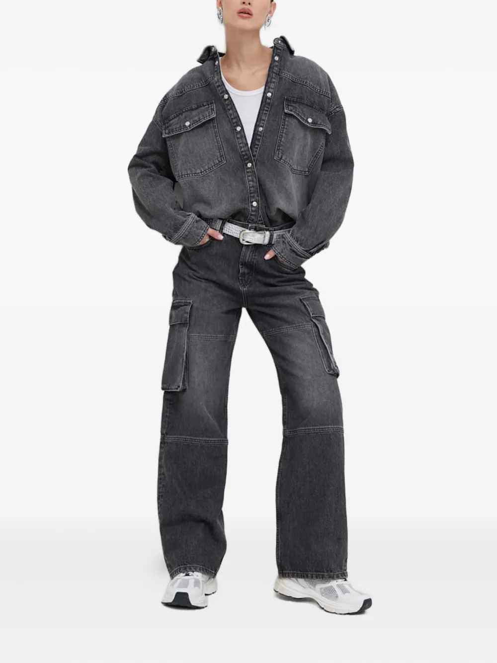 HUGO Cargo jeans met vlakken - Grijs