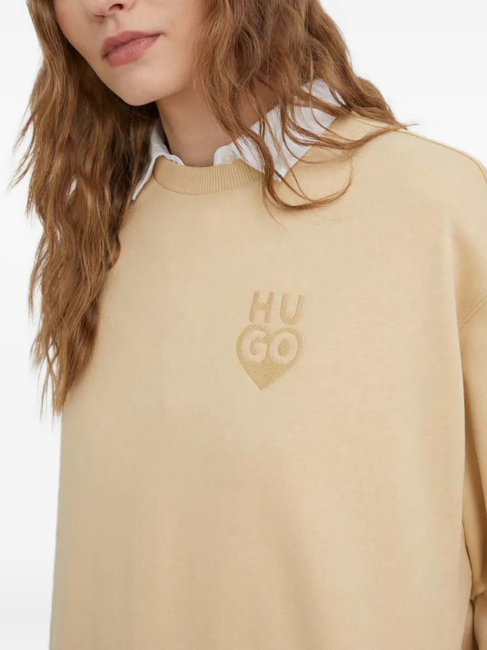 Hugo Boss Logo-embroidered Sweatshirt In Neutral