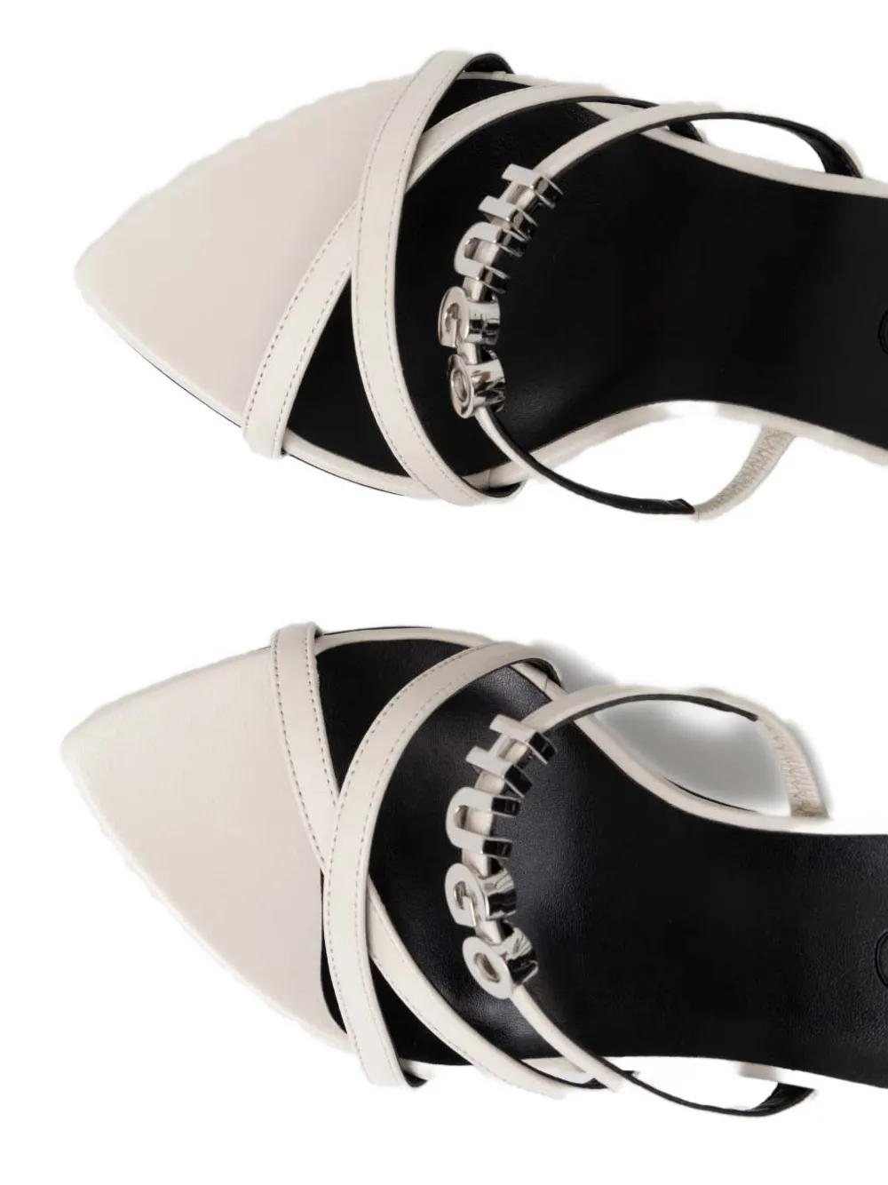 HUGO 90mm logo-lettering leather sandals White