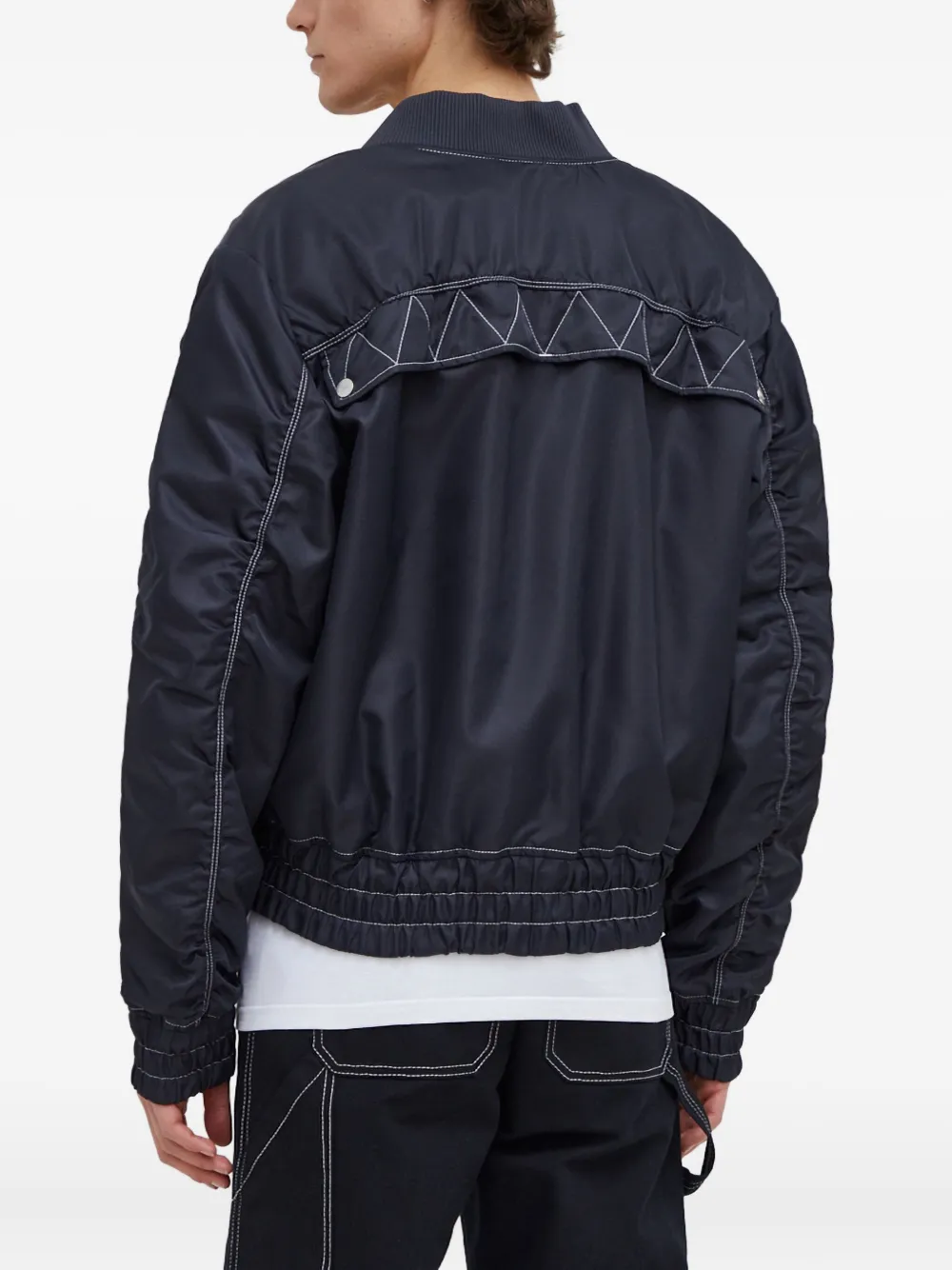 Hugo Boss Contrast-stitching Bomber Jacket In Blue
