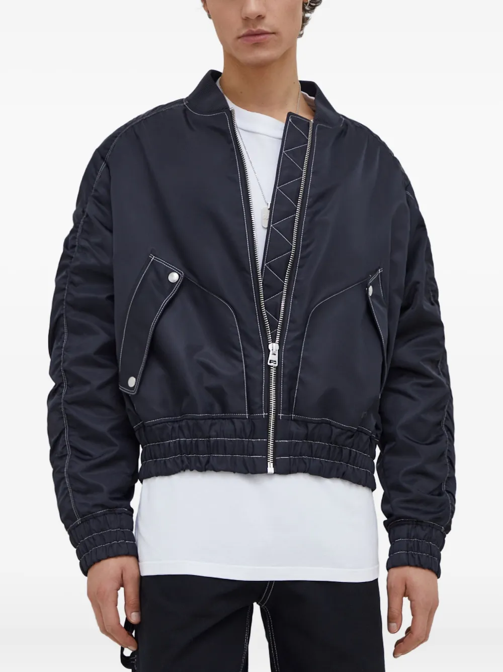 HUGO contrast-stitching bomber jacket | Blue | Image 1