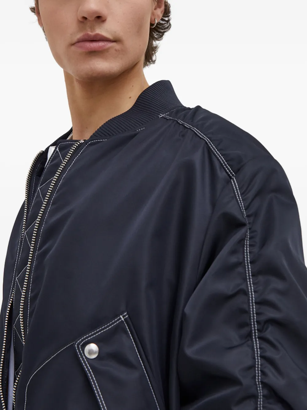 Hugo Boss Contrast-stitching Bomber Jacket In Blue