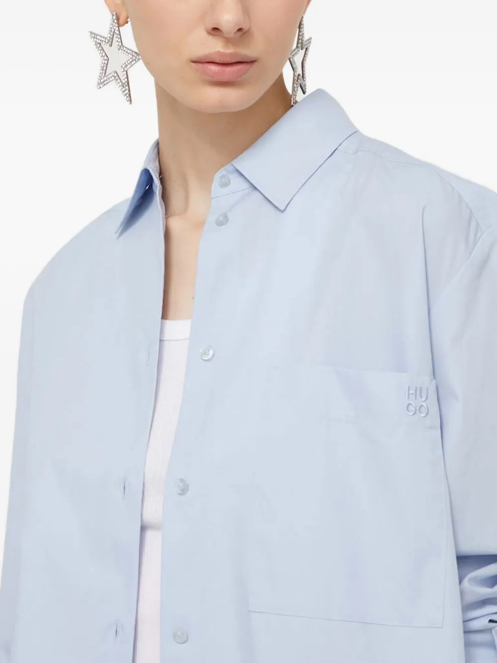 HUGO Blouse met opgestikte zak Blauw