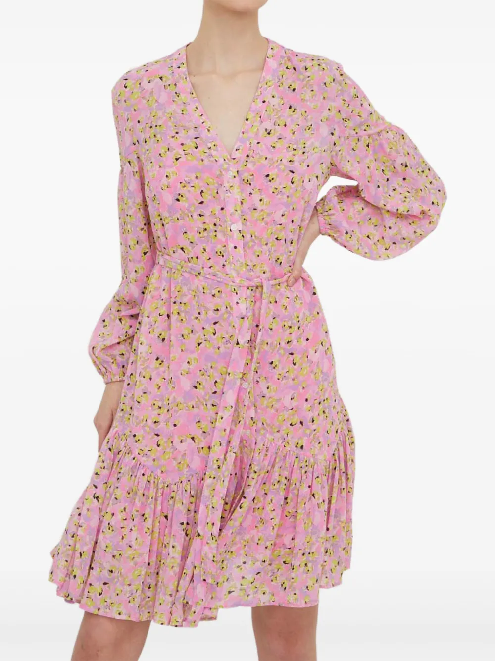 HUGO ruffled mini dress | Pink | Image 1