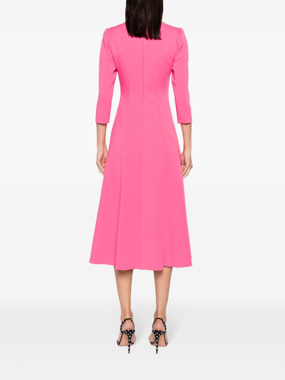 Shop Nissa Rhinestoned Crepe Midi Dress In Pink