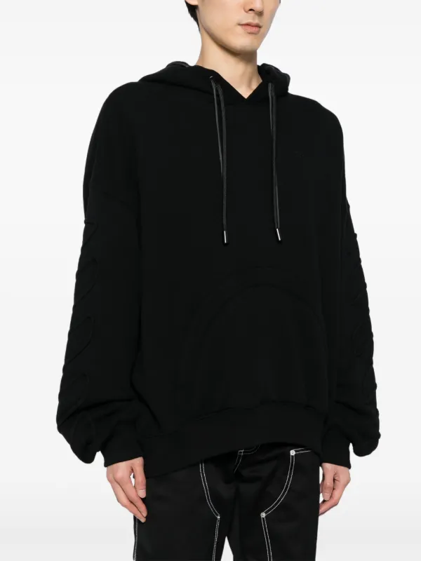 Off White Drawstring Cotton Hoodie Black FARFETCH AO