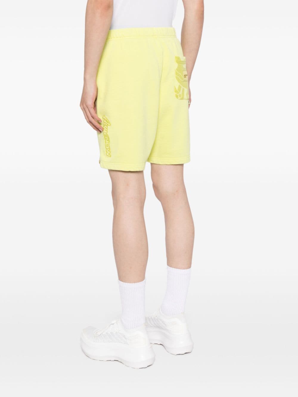 Shop Aape By A Bathing Ape Logo-embroidered Track Shorts In Yellow