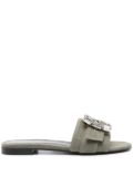 Roberto Festa crystal-buckle denim slippers - Green