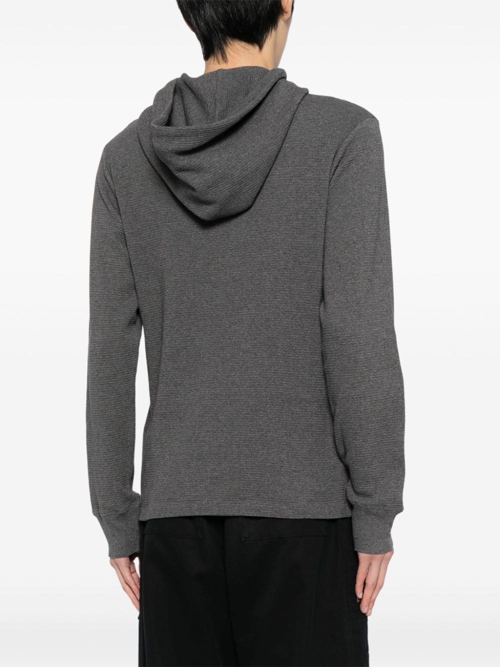 Shop Off-white Drawstring Cotton Hoodie In Grey