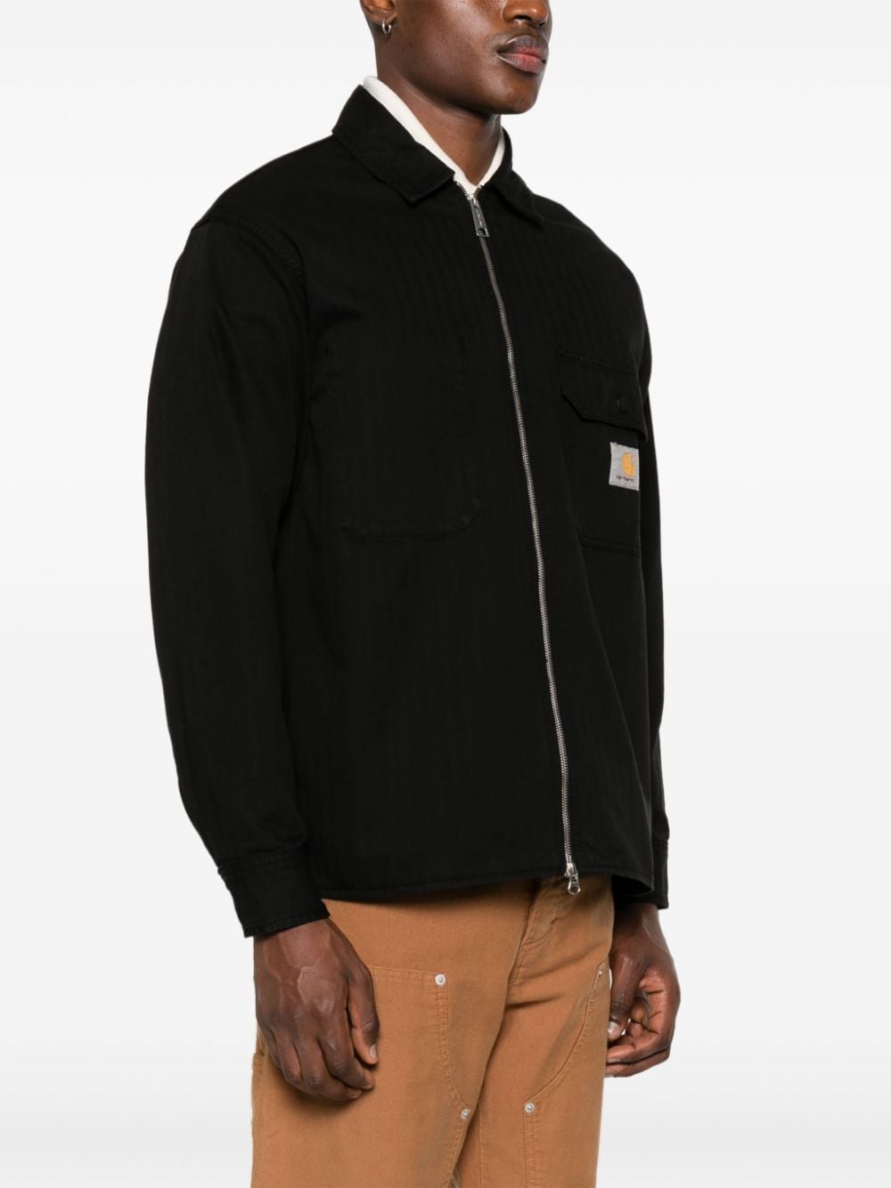 Carhartt WIP Rainer shirtjack met visgraatpatroon Zwart
