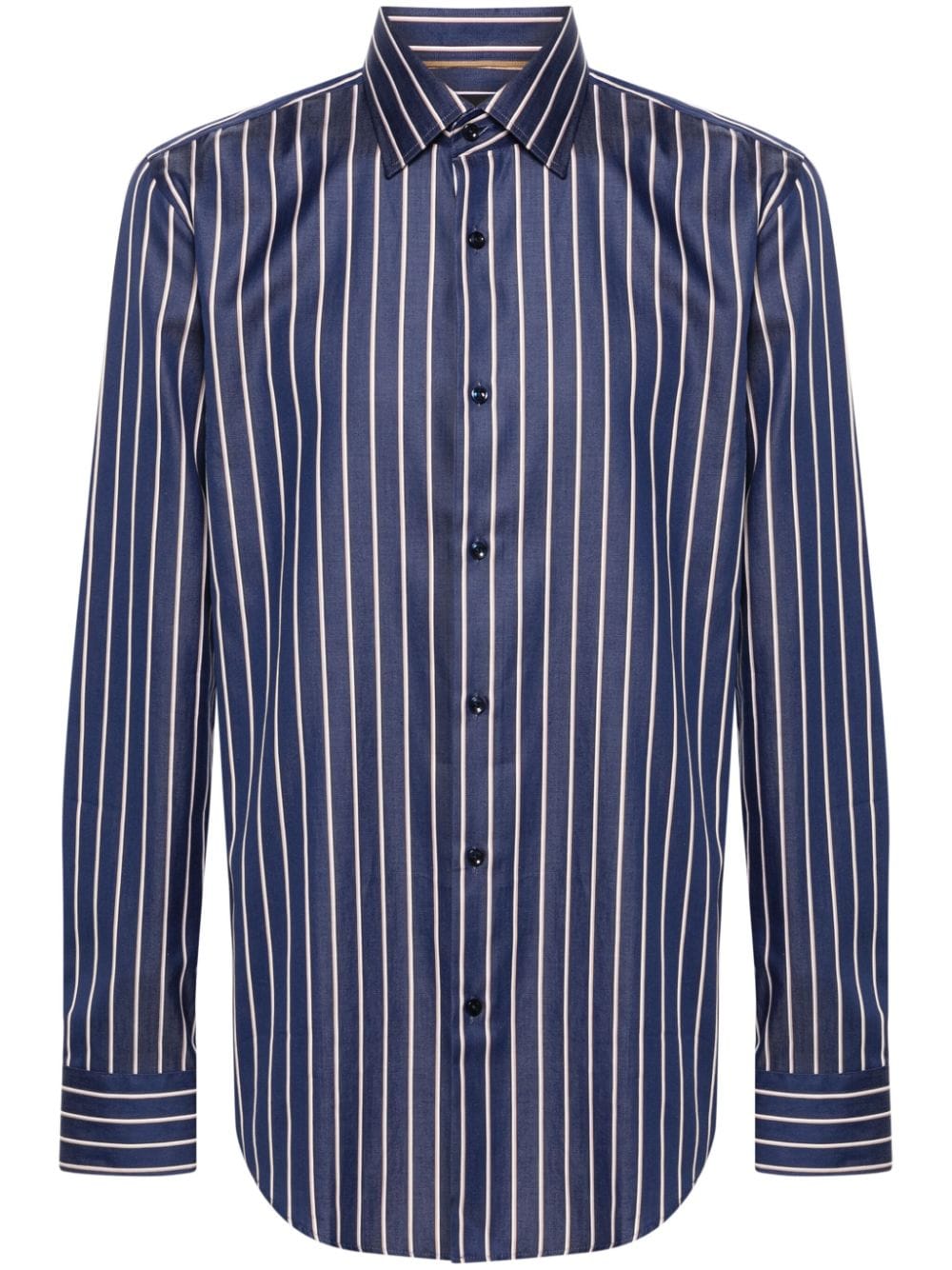 Hugo Boss Striped Poplin Shirt In Blue