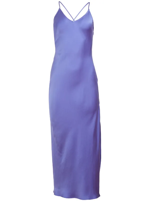 Fleur Du Mal high-slip Maxi Slip Dress | Blue | FARFETCH CA